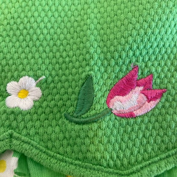 Basic Editions Green Sleeveless Romper Embroidered Flowers Size 3T - Picture 8 of 13